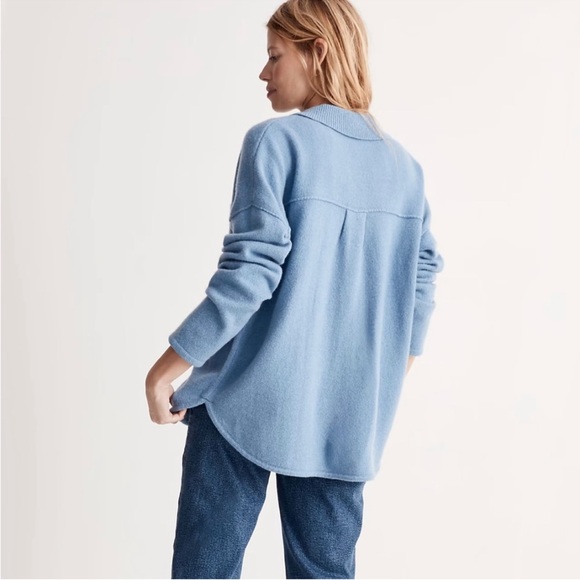 Madewell × DONNI Re(sourced) Cashmere Merino Shirt Jacket Blue Shaket Size XXL - Picture 3 of 13